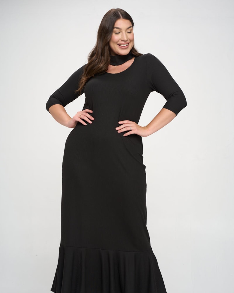 Plus Size Jordan Cutout Rib Dress Black